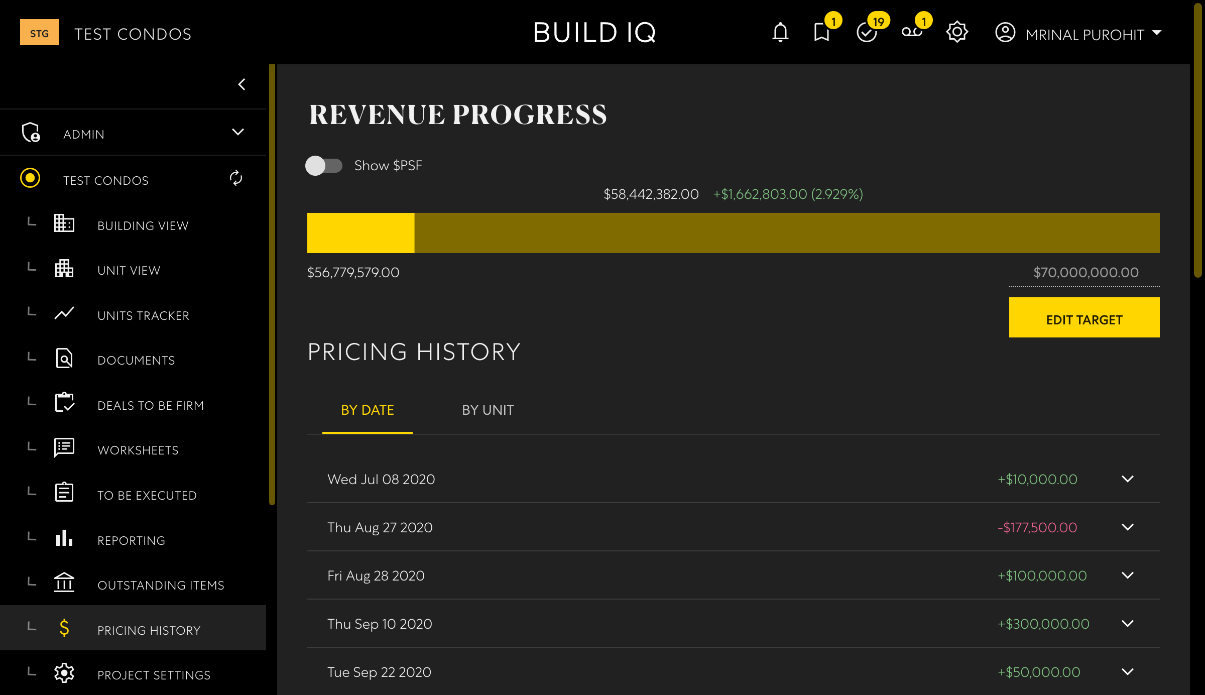 Pricing History